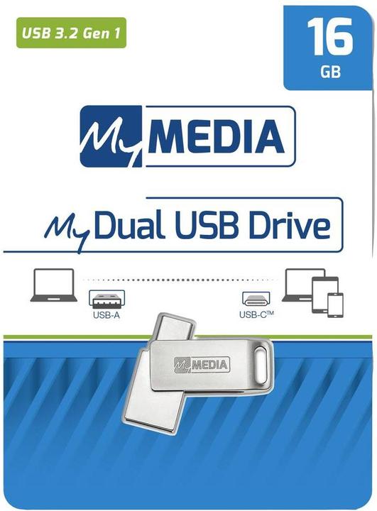 Immagine prodotto MyMedia Chiavetta USB 3.2 OTG 16GB, Tipo A-C, My Dual, argento (16 GB, USB-A, USB-C, USB 3.2)