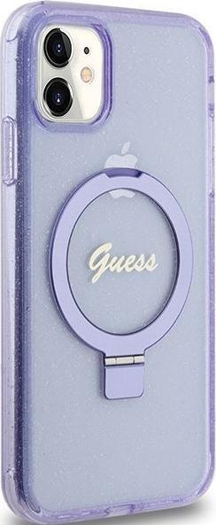 Produktbild Guess GUHMN61HRSGSU iPhone 11 / Xr 6.1" fioletowy/purple hardcase Ring Stand Script Glitter MagSafe (Apple iPhone 11)