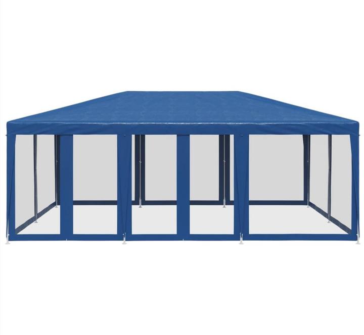Immagine prodotto VidaXL Partyzelt Pavillon Festzelt mit 10 Mesh-Seitenteilen Blau 6x4m HDPE (600 cm, 400 cm)