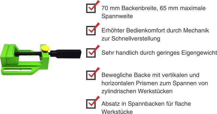 Image du produit Paulimot Bohrmaschinen-Schraubstock mit Schnellverstellung 70 mm Backenbreite (65 mm)