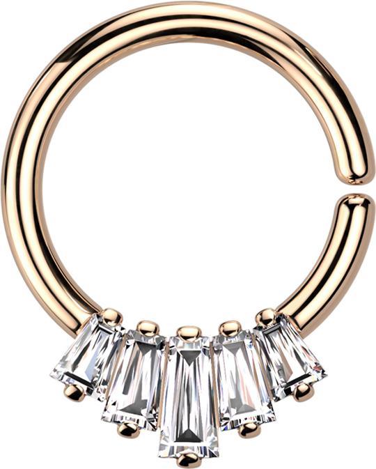Produktbild Star Piercing Micro Piercing Ring rosegold fünf Kristalle Baguette silber (Messing)