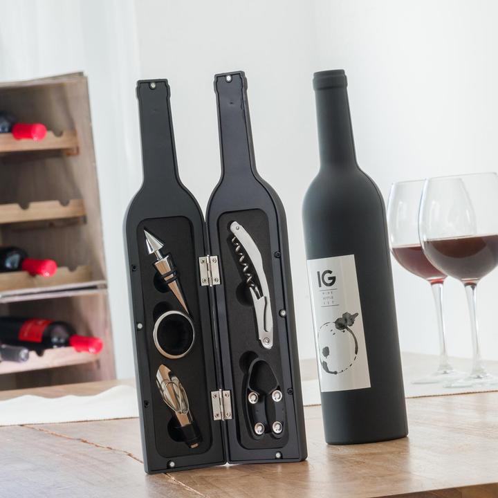 Image du produit InnovaGoods Set cadeau, 5x accessoires pour le vin - Bouteille de vin