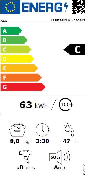 Energie-Label AEG Lavamat L8FEI7485 (8 kg, Links)