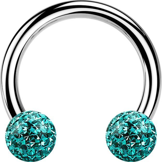 Immagine prodotto Star Piercing Campanile circolare in argento con due sfere di cristallo turchese strato protettivo epossidico (Acciaio chirurgico 316L)