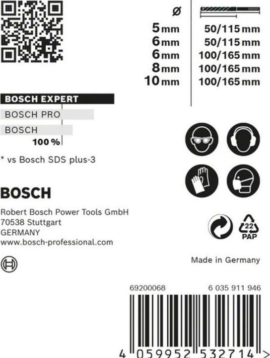 Produktbild Bosch Professional Zubehör EXPERT SDS plus-7X Hammerbohrer-Set, 5/6/6/8/10 mm, 5-tlg. (5.0 mm, 6.0 mm, 10.0 mm, Ø 8.0 mm)