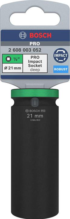 Produktbild Bosch Professional Zubehör PRO Impact Steckschlüsseleinsatz, 1/2", 21 mm, tief (21 mm)