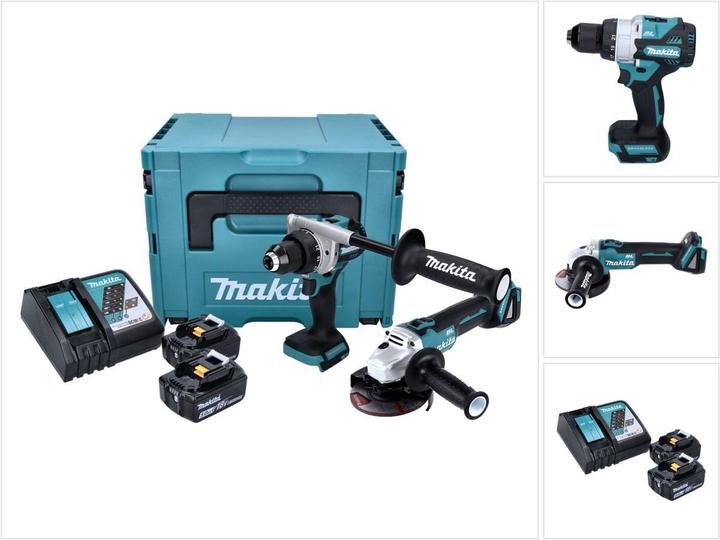 Actual product image Makita DLX 2430 TJ Battery Combo Kit DDF 486 Cordless Drill + DGA 504 Cordless Angle Grinder + 2x Batteries
