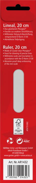 Immagine prodotto Aristo Righello in plastica da 20 cm (200 mm)