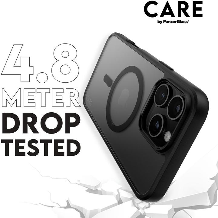 Actual product image PanzerGlass CARE by ® Flagship Case Transparent Urban Combat w. Black Frame & MagSafe iPhone '24 6.9" (Apple iPhone 16 Pro Max)