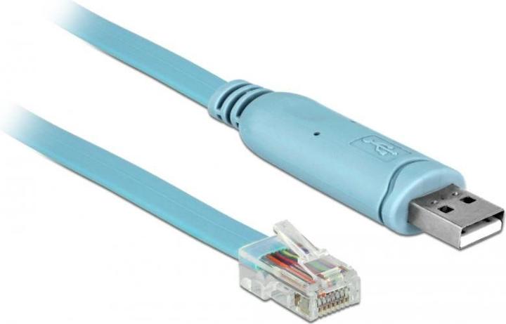 Produktbild Delock Adapter USB 2.0 Typ-A Stecker > 1 x Seriell RS-232 RJ45 Stecker 2,0 m blau (2 m)