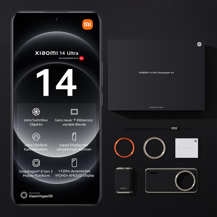 Produktbild Xiaomi 14 Ultra (512 GB, Black, 264.96", Dual SIM, 50 Mpx, 5G)