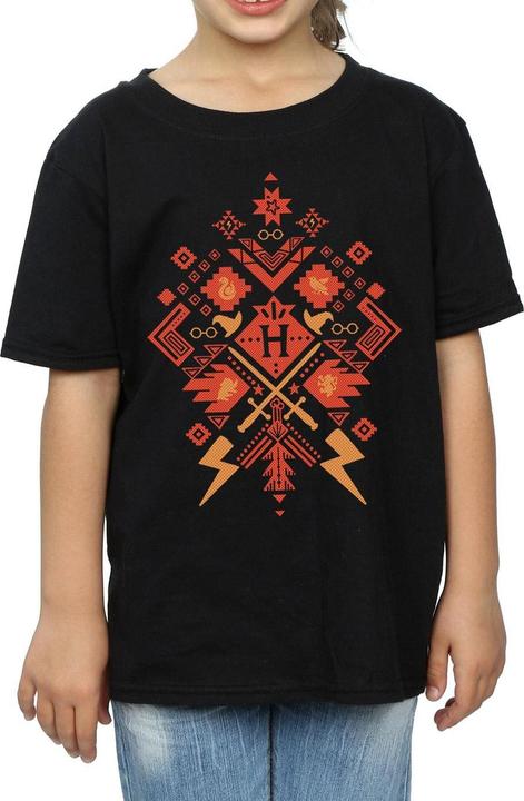Actual product image Girls Christmas Fair Isle Cotton T-Shirt (140, 146)