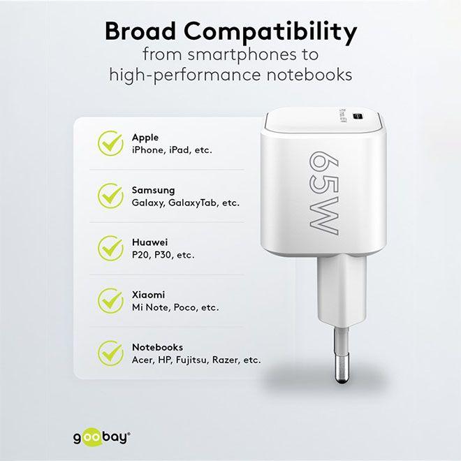 Produktbild Goobay USB-C Nano Schnellladegerät mit GaN Technologie (65 W)