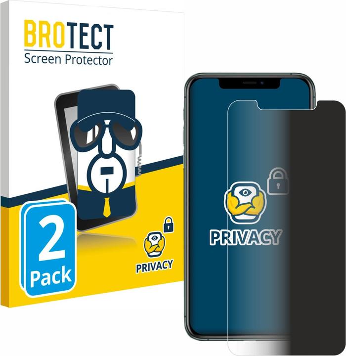 Productafbeelding BROTECT Anti-spionnetje privacyfolie Beschermfolie tegen blauw licht (2 Stuk, Apple iPhone 11 Pro Max)
