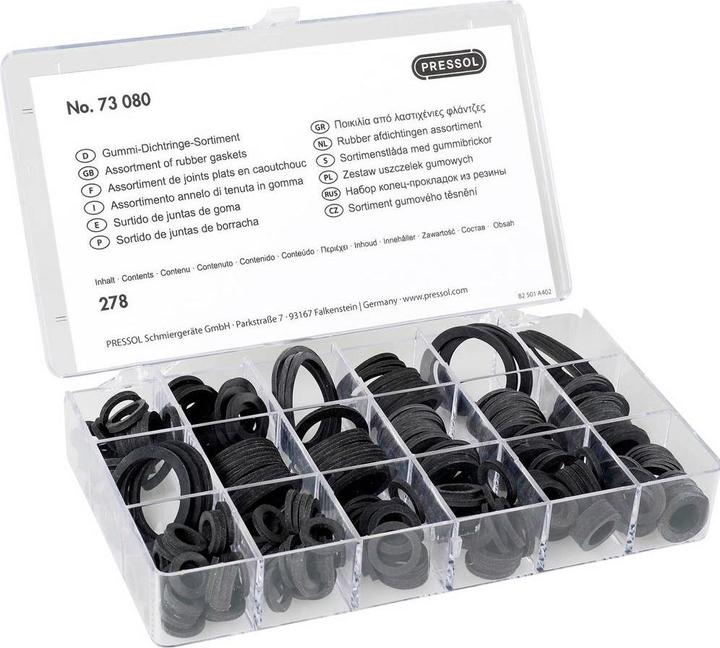 Produktbild Pressol Dichtungs Sortiment Gummi Dicht Set 278 Teile 10 Abmessungen Ø 9 34 mm i Inhalt 1