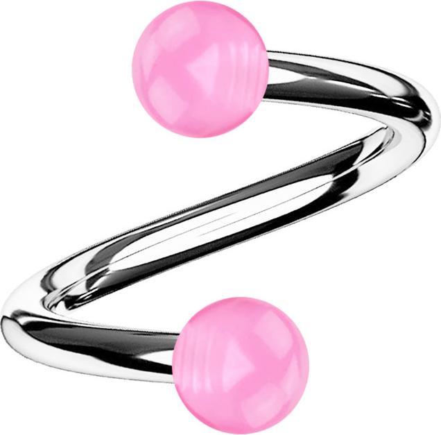 Immagine prodotto Star Piercing Spirale argento con due sfere rosa trasparente (Acrilico, senza ottone, Acciaio chirurgico 316L)