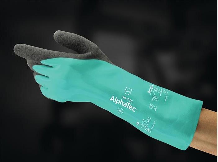 Productafbeelding Ansell Chemische handschoenen AlphaTec 58-735 maat 10 groen EN 388, EN 374 PPE categorie III (10)