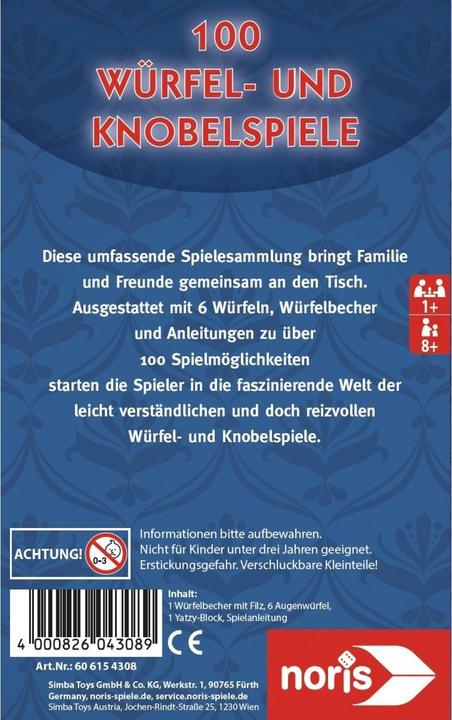 Actual product image Noris 100 dice and puzzle games (German)