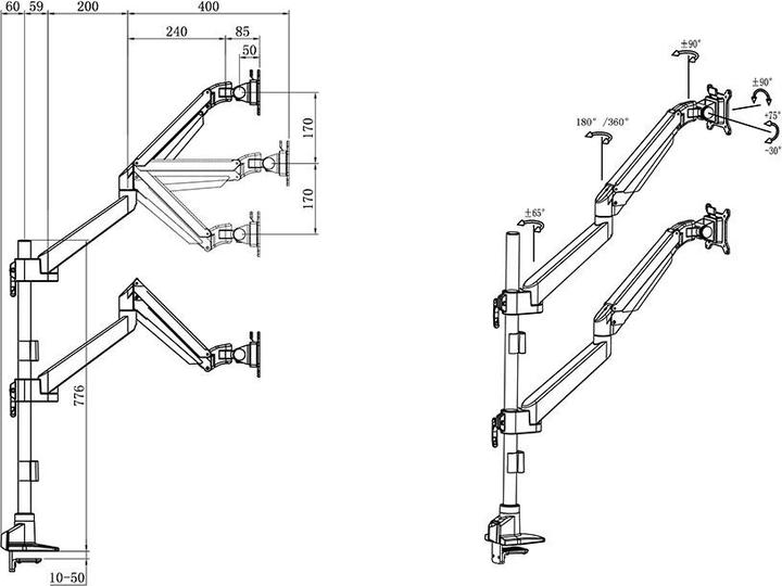 Produktbild Multibrackets Monitorhalter dual 34", Metall, schwarz (Tisch, 32")