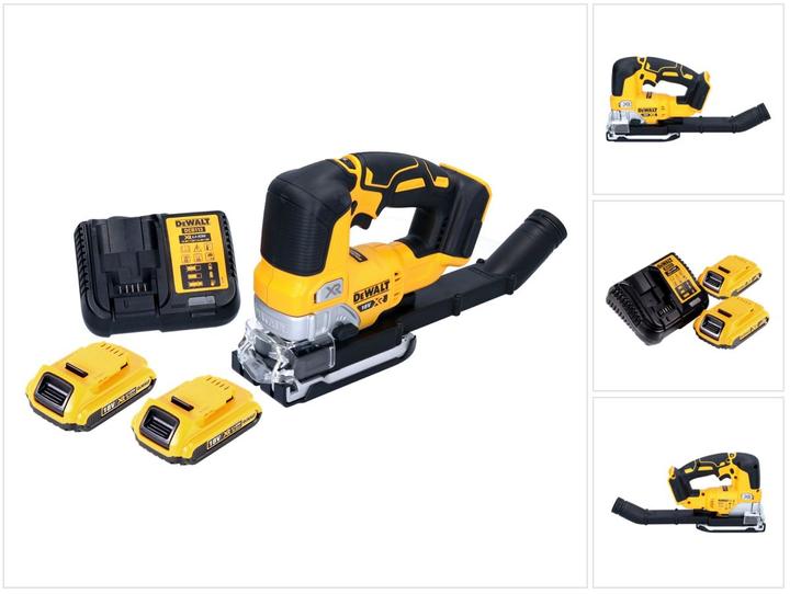 Immagine prodotto DeWalt DCS 334 D2 Batteria Seghetto alternativo a pendolo 18 V Brushless + 2x Batteria 2.0 Ah +