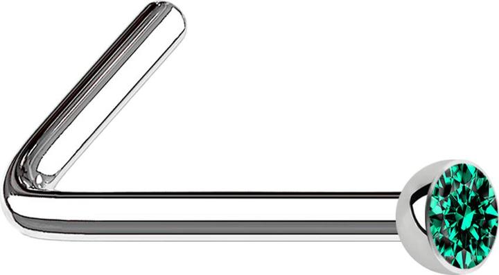 Produktbild Star Piercing Nasenstecker gewinkelt silber mit Kristall türkis (Chirurgenstahl 316L, ohne Messing)