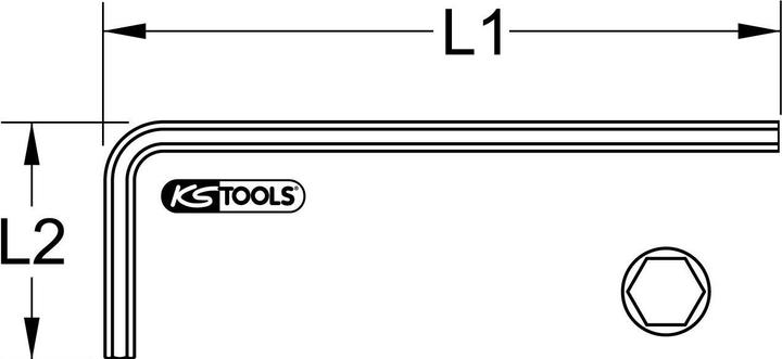 Image du produit KS Tools Clé coudée courte, phosphatée, six pans creux, dimensions en pouces, 1 pouce.