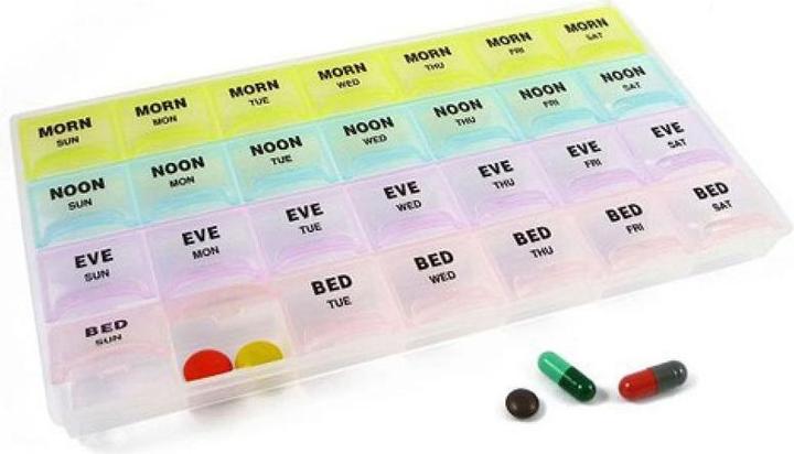 Actual product image Cbx Practical 7-day pill box for morning, midday, evening and night