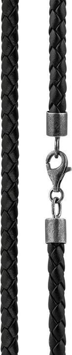 Actual product image Kuzzoi Mens Genuine Leather Necklace Braided Basic 925 Silver (Leather, 925 sterling silver, No gemstone, 50 - 55 cm)