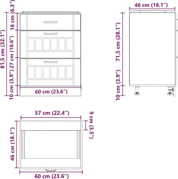 Immagine prodotto VidaXL Base per cucina Lucca Sonoma in legno rovere Base per lavello (60 x 46 x 81,5 cm)