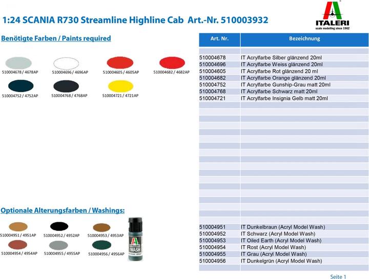 Produktbild Italeri Scania R730 Streamliner Highl. Cab.