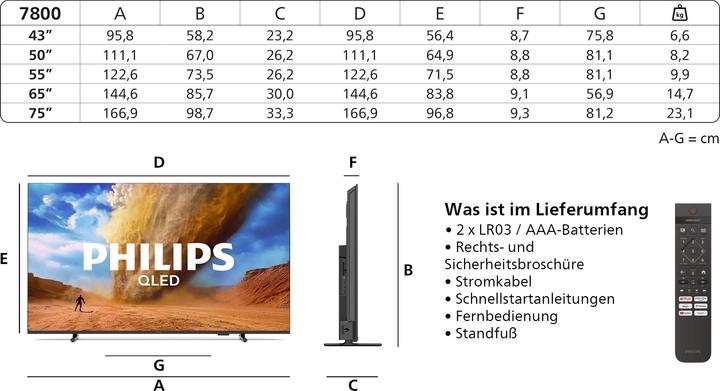 Produktbild Philips 55PUS7800/12 (55", PUS7800, QLED, 4K, 2025)