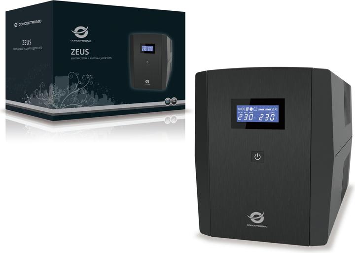 Productafbeelding Conceptronic 2 x Schuko/3 x IEC, AC, 2200 VA (2200 VA, 1320 W, Lijninteractief UPS)