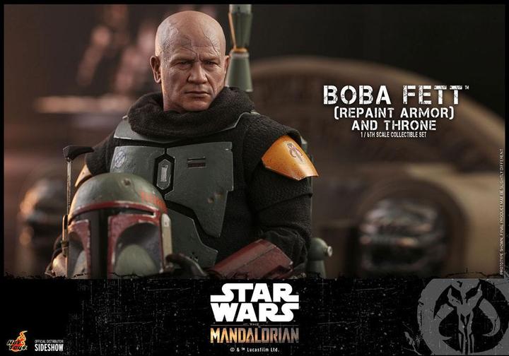 Actual product image Hot Toys Star Wars The Mandalorian Action Figure 1/6 Boba Fett (Repaint Armor) and Throne 30 cm