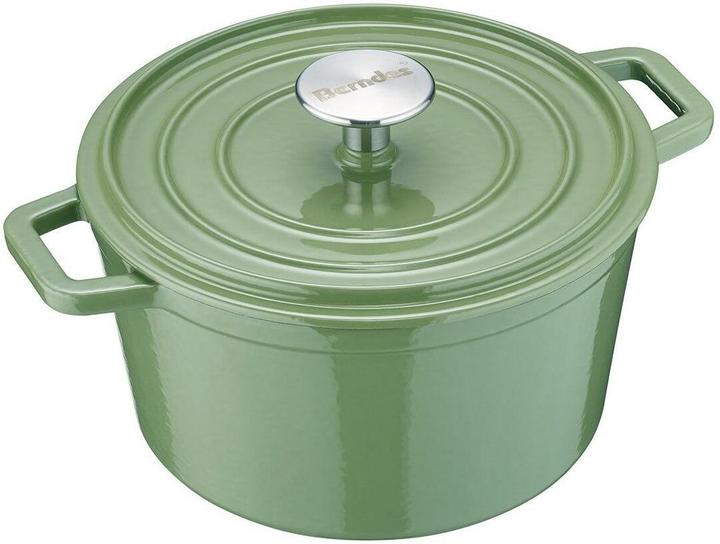 Produktbild Berndes Bräter Cocotte B.IRON Gusseisen rund 24 cm 3,75 Liter salbeigrün INDUKTION (24 cm, Bräter + Schmortopf, Gusseisen)