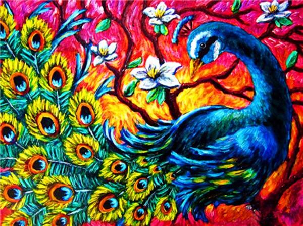 Actual product image Mona Lisa Touch Diamond Painting Set GD73269 Peacock Square Stones 40 x 30 cm