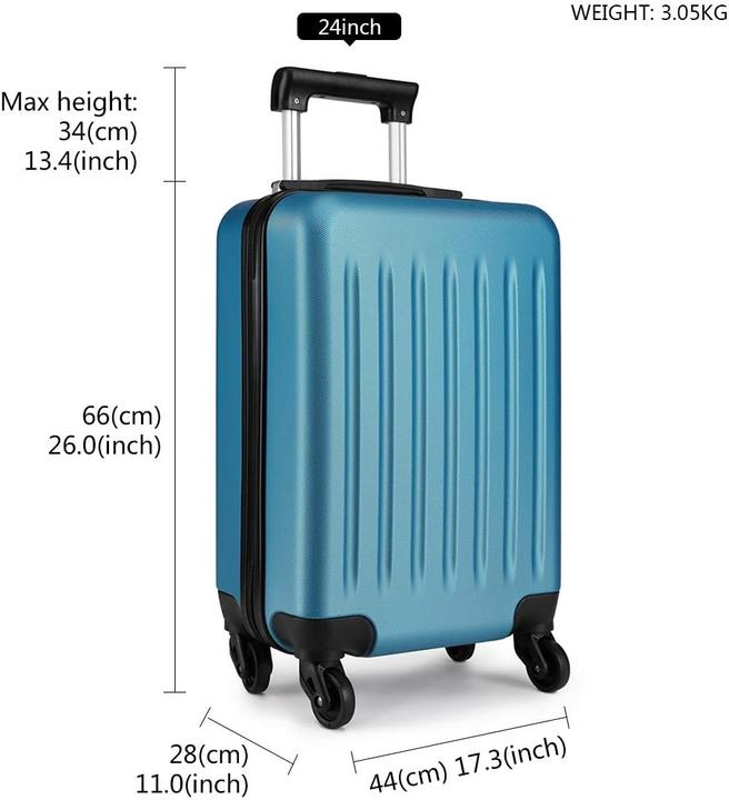 Immagine prodotto Kono Kofferset Trolley Hartschale mit 4 Rollen (85 l, Bagaglio a mano (fino a 50 litri), M (50 - 90l))