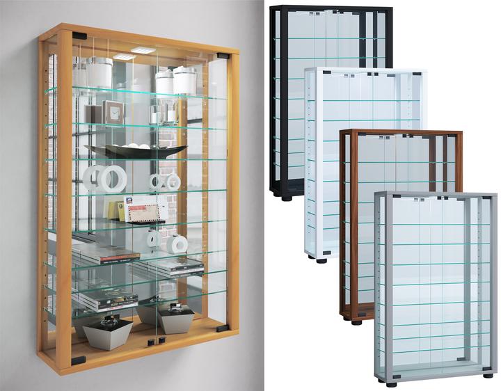 VCM Collection Wall Display Case Wood Glass Vitrosa Mini Mirror