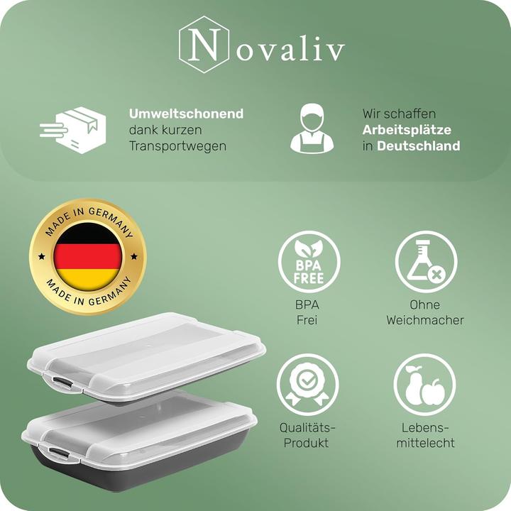 Actual product image Novaliv 10er-Set Anthrazit Premium Aufschnittbox mit Transparentem Deckel, Frischhaltedosen für Wurs (25 x 17 x 3 cm)