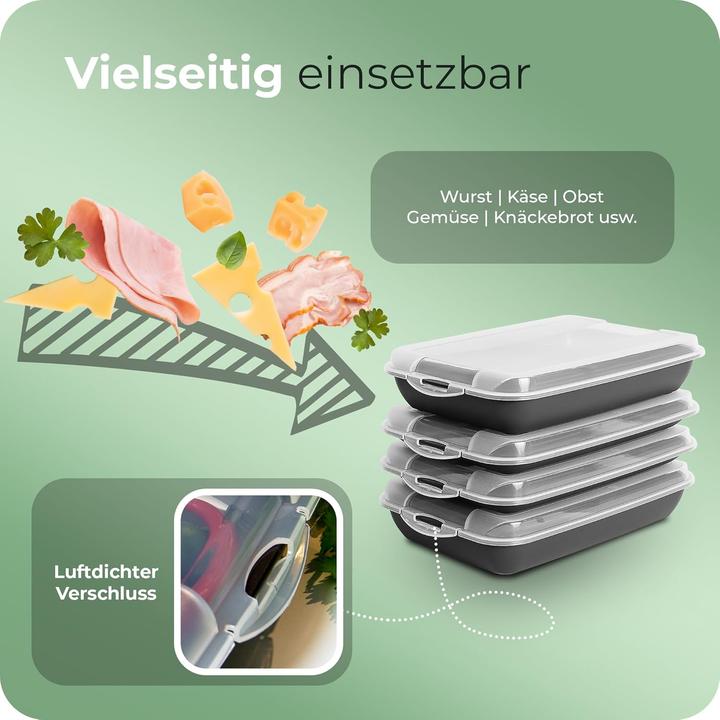 Actual product image Novaliv 10er-Set Anthrazit Premium Aufschnittbox mit Transparentem Deckel, Frischhaltedosen für Wurs (25 x 17 x 3 cm)