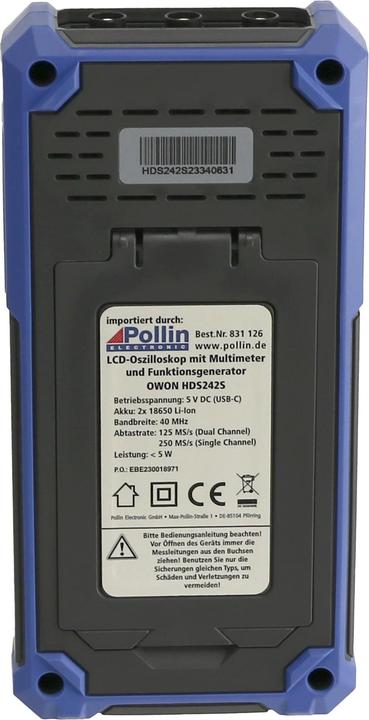 Actual product image Owon LCD oscilloscope with multimeter and function generator, HDS242S, 2-channel, 40 MHz