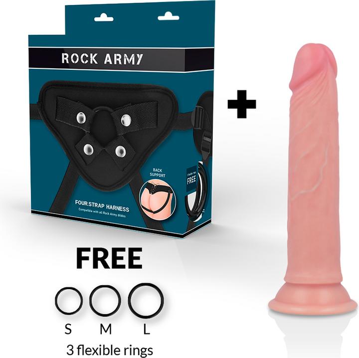 Produktbild Rock Army ROCKARMY - HARNESS + FLÃoeSSIGER SILIKONDILDO PREMIUM AVENGER 19 CM -O- 3.98 CM