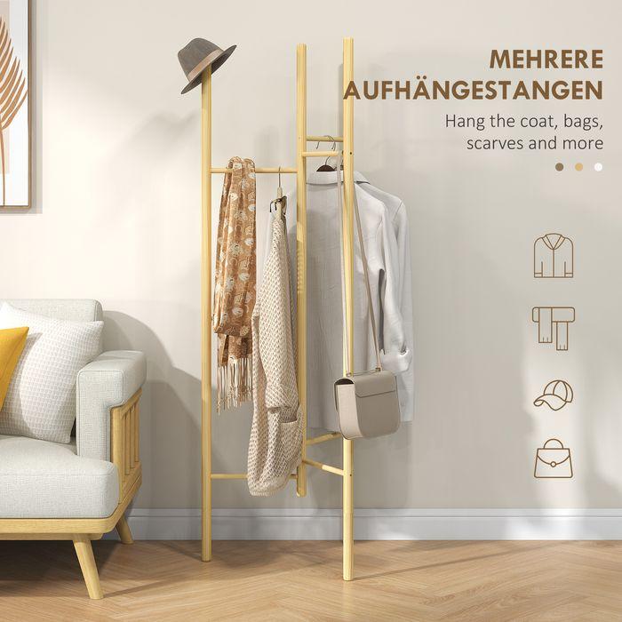 Actual product image Swisshandel24 Clothes rack, space-saving, 5 kg load, 62x52.5x160cm, nature