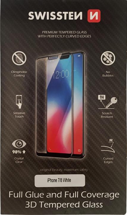 Image du produit Swissten Verre 3D à colle intégrale ultra-durable (1 pièce(s), Apple iPhone 8, Apple iPhone 7)