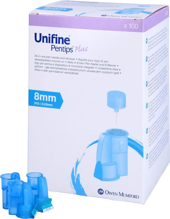 Produktbild Unifine Pentips Plus Pennadeln Insulin-Injektor 31G 0.25x8mm hellblau steril 100 Stk (Pen Nadeln + Einmalkanülen)