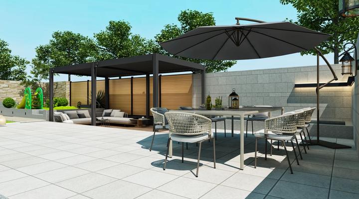 Produktbild Weide Deluxe | Voll-Alu Pavillon | 3 x 6 M | Lamellendach anthrazit | Pergola freistehend (600 cm, 255 cm)