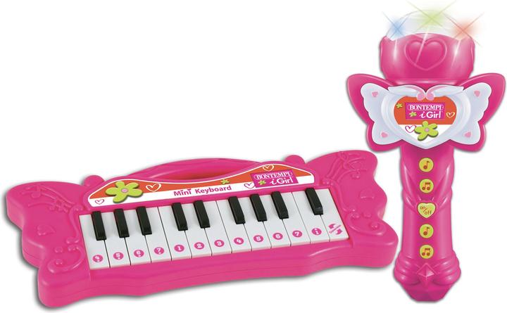 Bontempi Mini Butterfly Tastatur mit Karaoke Mikrofon - Pink