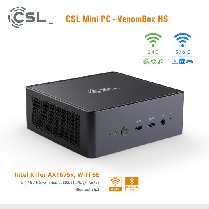 Produktbild CSL VenomBox HS (AMD Ryzen 7 8845HS, 32 GB, 1000 GB, Radeon 780M)