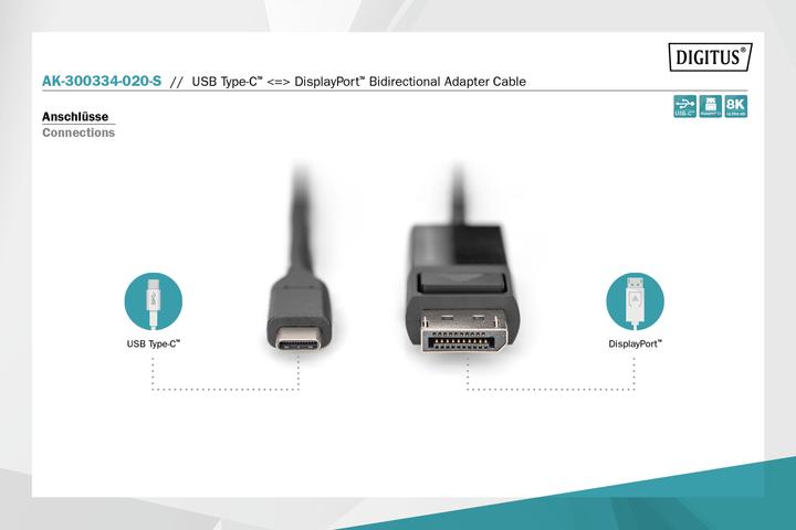 Produktbild Digitus DisplayPort — USB Typ C (2 m, DisplayPort)