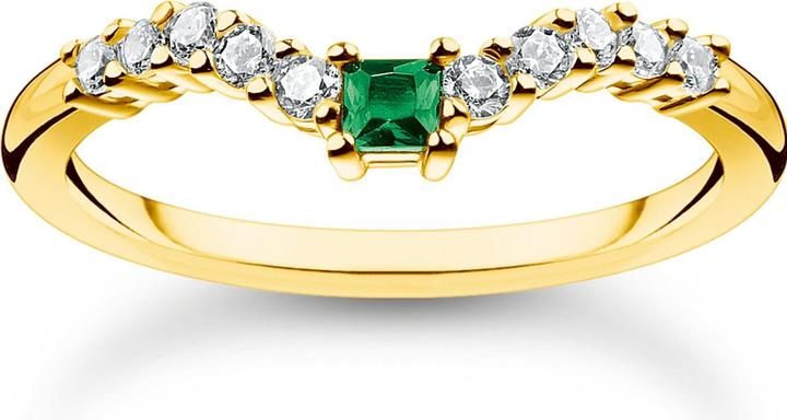 Produktbild Thomas Sabo Ring grüner Stein mit weissen Steinen gold (56, 925 Silber)
