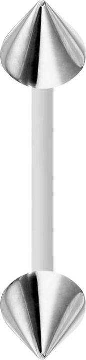 Star Piercing Micro Banane weiss mit zwei Cones silber (Chirurgenstahl 316L, ohne Messing, Bioflex)